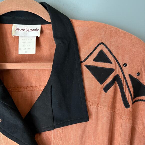 Vintage PIERRE LAMONTE Women's 12 Retro 80's Zip Jacket Western Disco Quirky - Picture 3 of 12